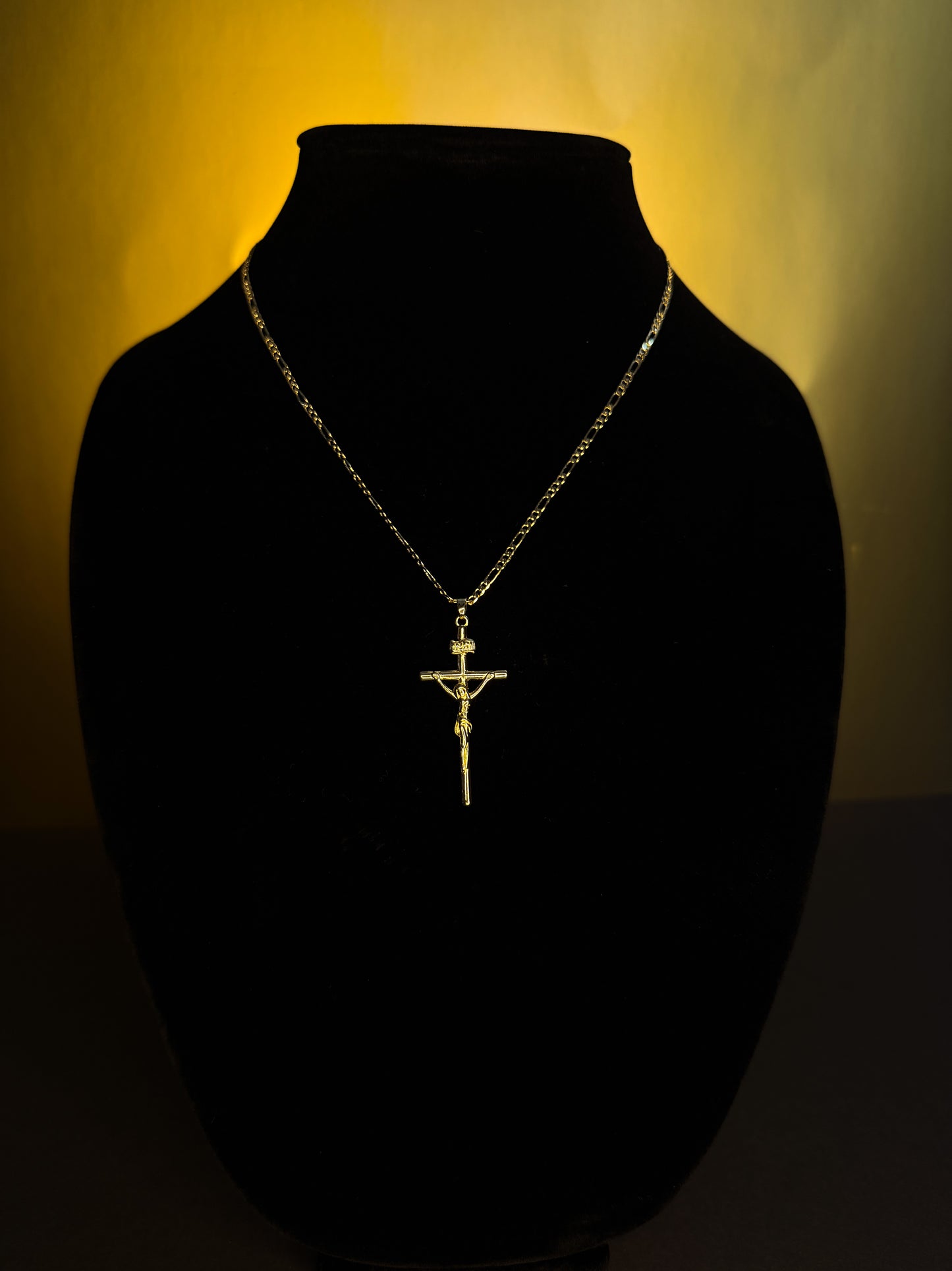 Luxenor Crucifix Cross Necklace – 18” 14K Gold Plated & Sterling Silver