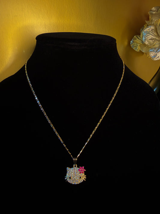 Luxenor Crystal Hello Kitty Necklace | 14K Gold Plated | 18”