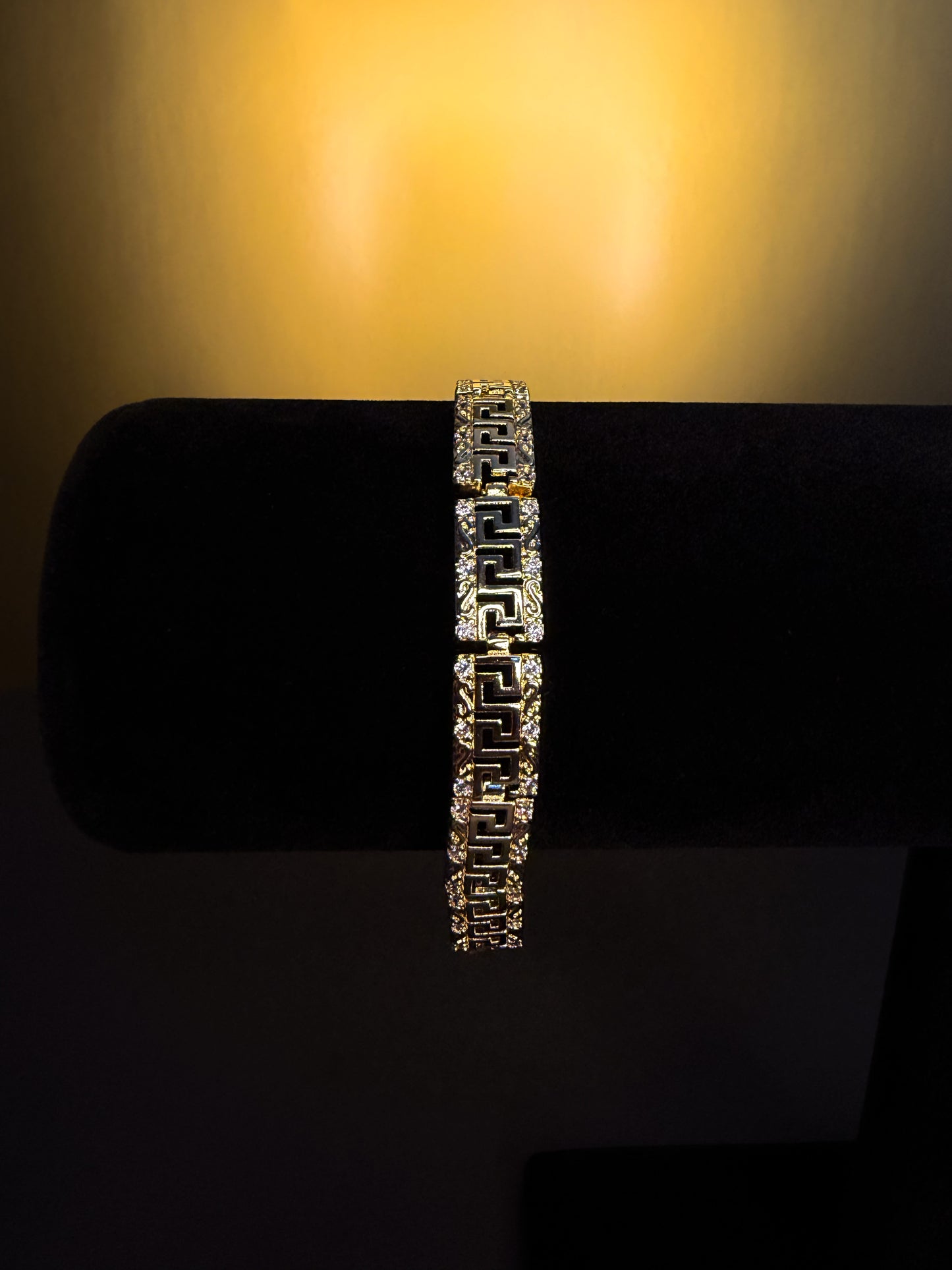 Luxenor Greek Link Iced Bracelet ( Adjustable ) 7”