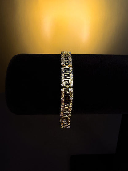 Luxenor Greek Link Iced Bracelet ( Adjustable ) 7”