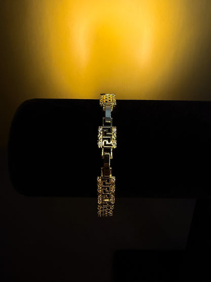 Luxenor Greek Link Iced Bracelet ( Adjustable ) 7”