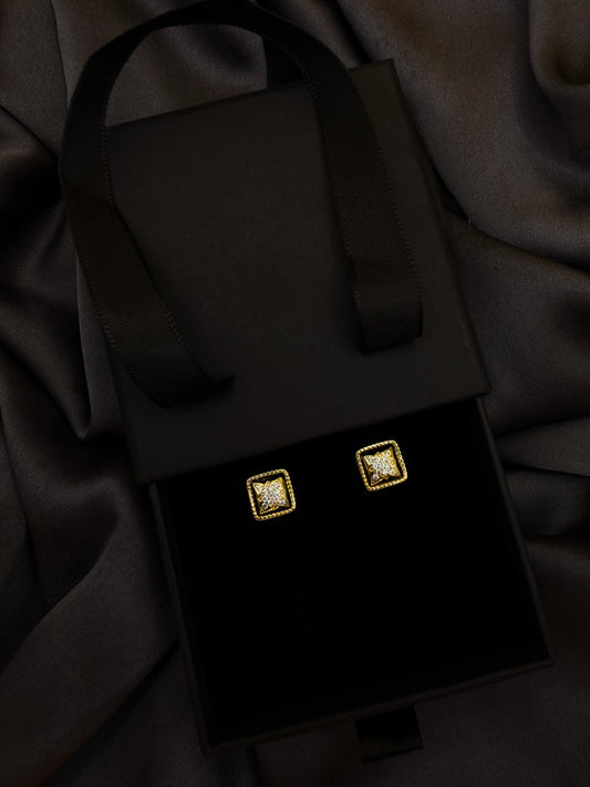 Luxenor Crown Square Stud Earrings
