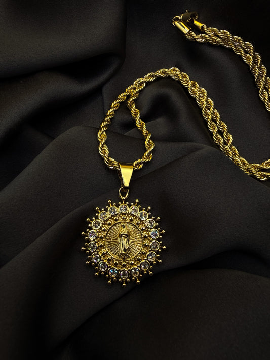 Luxenor Guadalupe Halo Pendant (Gold) 14k Gold Plated|Sterling Silver